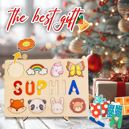 Personalized Name Puzzle for Kids, Wooden Puzzles for Toddlers 1-3, Custom Baby Toddler Toys for 1 Year Old, Personalized Christmas Birthday Gifts