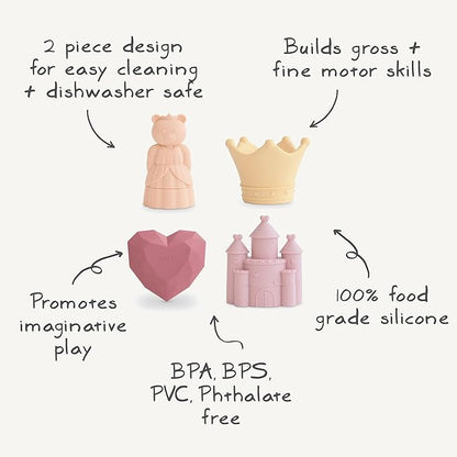 mushie Princess Bath Toys Play Set for Toddlers | 100% Food Grade Silicone | Mold Free, Pack of 4