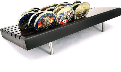 Aomcisi 6 Rows Coin Holder, Challenge Coin Display Stand Military Coin Holder Holds 36-40 Coins