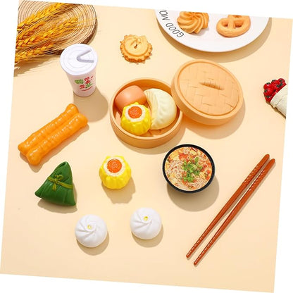 Chinese Breakfast Pretend Play Food Sets for Kids Kitchen 2 Sets Chinese Breakfast Mini Food Play Set Children Pretend Play Toy for Children Family Dollhouse Furniture