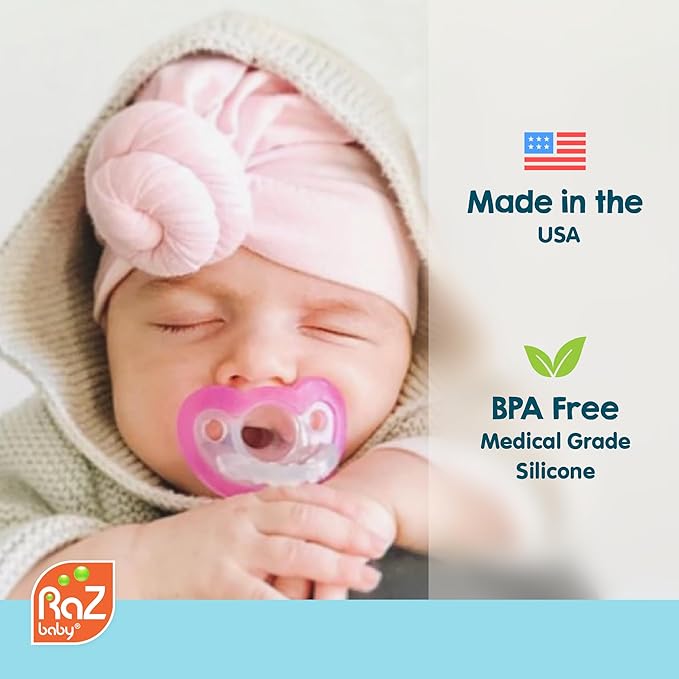 RaZbaby Koala RaZbuddy Stuffed Animal Pacifier Holder for Newborns & Up, Made in The USA, Detachable Orthodontic JollyPop Pacifier, Medical-Grade 100% BPA-Free Silicone, Baby Shower - 0 Months+