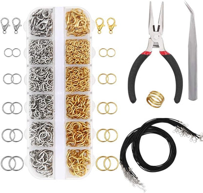 EuTengHao 1314pcs Open Jump Rings and Lobster Clasps Jewelry Repair Tools Making Supplies Kit & Jewelry Finding Kit for Necklace Repair with DIY Making Accessories (Gold and Silver)