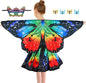 Butterfly Costume for Girls Fairy Wings Kids 4 Pcs(Cape,Skirts,Masks,Hair Clips) Butterfly Wings for Halloween Gifts