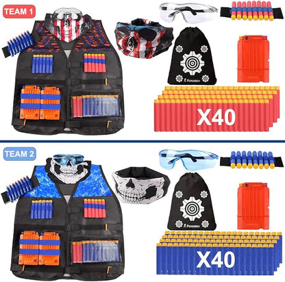 POKONBOY 2 Sets Tactical Vest Kits Compatible with Nerf Guns N-Strike Elite Series