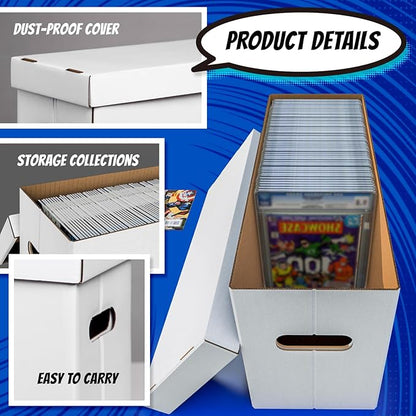 NUMINA Comic Book Boxes – 2 Pack Medium Boxes | Fits 190–220 Comics | Comic Book Storage Organizer for Silver & Current Age | Durable Stackable Cardboard Box