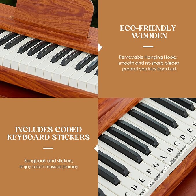Kids Piano Keyboard, 37 Keys Digital Piano for children, Toddler Music Educational Instrument Toy Wood Piano for 3+ Girls and Boys
