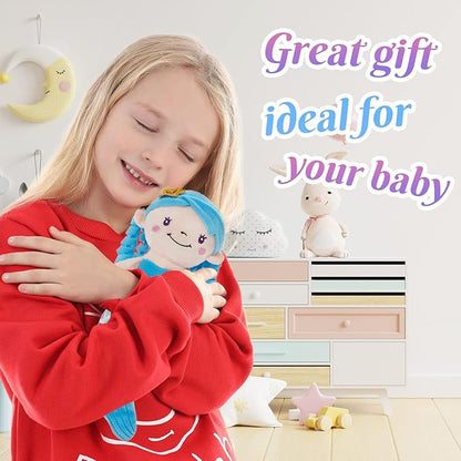 Athoinsu Blue Mermaid Stuffed Animal Soft Cute Mermaid Princess Plush Doll Toy Birthday Valentine's Day Gifts Decors for Girls Kids Toddlers, 12''