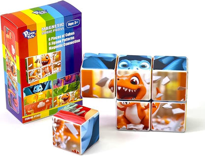 Magnetic Blocks for Toddlers, Dinosaur Theme Magnet Puzzle for Kids, Montessori Toys for 1+, Sensory Toys for Boys & Girls Ages 3 4 5 6