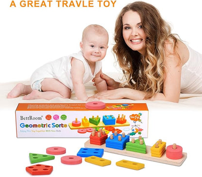 Toddler Toys for 1 2 3 4 5 6 Year Old Boys Girls Birthday Gifts,Montessori Wooden Educational Toys for Kids Learning Puzzles Shape Sorter Toy