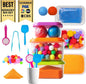 Sensory Kit for Toddlers and Kids - Includes 3 Bins with Lids, Play Tools, Sand, Feathers, Clay, Color Beads and Pom Poms Kids Box Fillers (Starter Set)