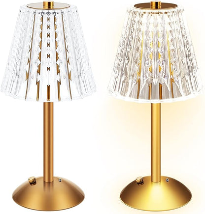 Liliful 1 Pcs LED Portable Cordless Table Lamp Touch Battery Operated Rechargeable Gold Desk Lamp 3 Color Dimmable for Bedroom Living Room Dining (Gold,Classic Style)