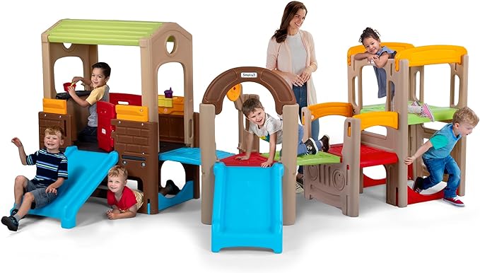 Simplay3 Young Explorers Modular Play System – Kids Activity Outdoor Playset for Children Age 18 mos - 6yrs – Toddler Playground Slide, Climb and Playhouse