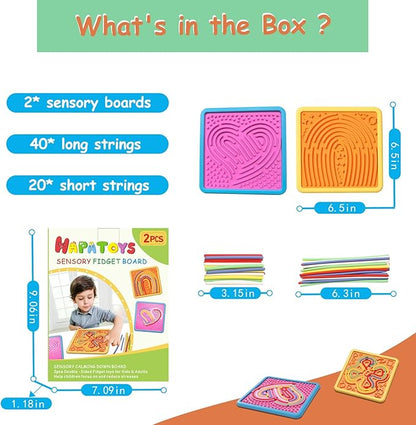 Sensory Activity Board Toys for Kids: 2Pack Double-Sided Sensory Fidget Toys for Stress Anxiety & Calming with Travel Bag | Travel Airplane Essentials Toys for Toddler Boys & Girls Ages 3 4 5 6 7 8