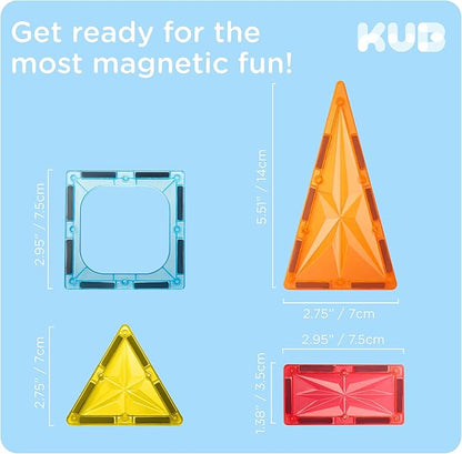 KUB 121 Pcs Magnetic Tiles Creative Toys, 3D Building Magnet Blocks Set, STEM Educational Kids Gifts for Boys Girls Over 3 Years Old, Montessori Preschool Learning