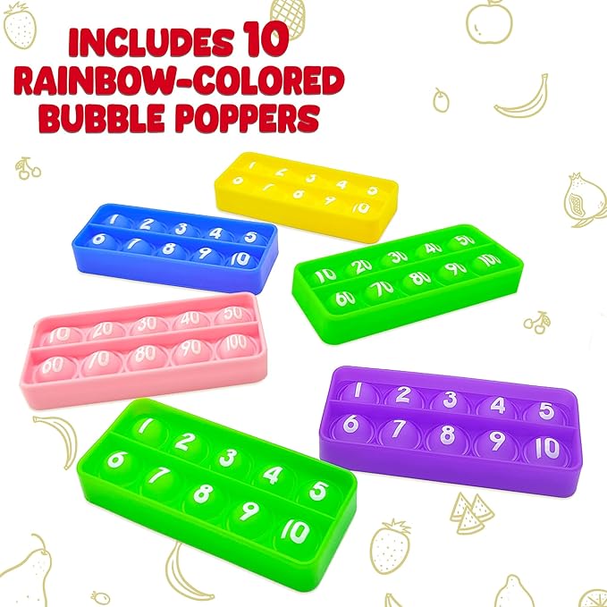 Ten Hundred Frame Popper, Math Fidget Sensory Toys, Ten-Frame Counting Toy, Educational Toy for Kids Classroom Group Learning Activities(Pack of 10)