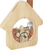 Wooden Money Bank, House-Shaped Piggy Bank with Clear Window, Decorative Coin Storage Box for Kids (Round House Piggy Bank)