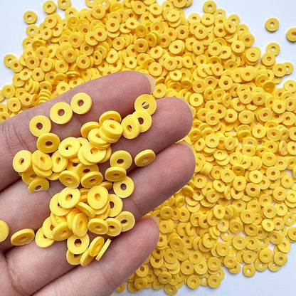 3000Pcs Clay Beads Flat Round Polymer Bead Vinyl Heishi Beads Flat Round Polymer Bead for Jewelry Making Necklace Bracelet (34-Yellow2
