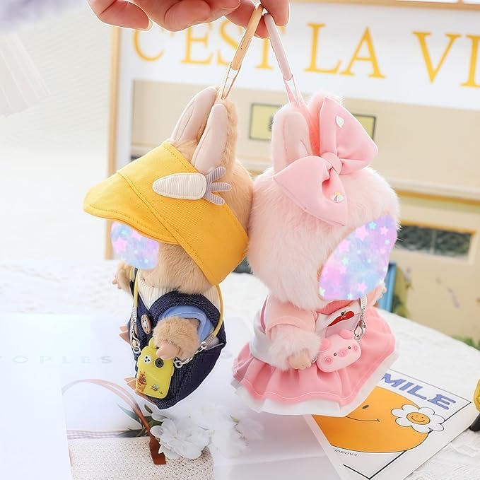 17cm Doll Clothes Set, 5 Pieces Dress Overalls Outfit Set for 6.7inch Doll Suit, Cute Fashion Hat & Clothes Accessories for 1st/2nd/3rd Gen Dolls Play & Display