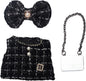 17cm Doll Clothes Dress Hairpin 3 Piece Set Luxury Accessories Outfit Set for 17cm Dolls(NO Doll)(Colorful Shirt+Bow Hairpin+Bag)