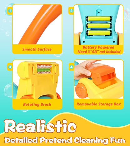 Toddler Vacuum Toy That Works with Lights & Sounds, Pretend Play Toy Vacuum for Toddlers 3-5 Years Old, Baby Vacuum for Boys Girls, Kids Vacuum Cleaner Cleaning Toys with Spray Bottle, 2 Towels