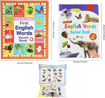 My First English Words Sound Book Toy, English Learning Talking Book for Kids 2 3 4 5 6 Years Old, Interactive Electronic Audio Toddler Books, 470+ Words, 21 Themes, Press to Learn Phonics (3-9y)