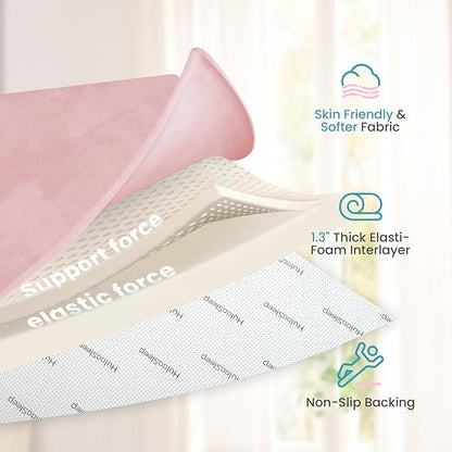 Baby Play Mat for Floor,1.3" Thick Elasti-Foam 50"×50" Playpen Mat for Tummy Time,Water Repellent Soft Coral Velvet for Toddler,Infant,Kids,Non-Slip Backing Safe for Crawling(Pink)