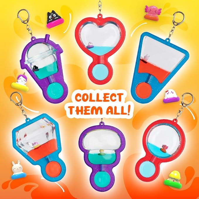 Goonameez, Hand-Held Sensory Toy with Floating Characters, Mesmerizing Water Mix Fidget Toy – Collect All 6 Unique Shapes for Squishy Fun, Perfect Travel Toy! (Booboo)