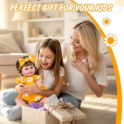 Aori Lifelike Reborn Baby Dolls - 20'' Realistic Laughing Newborn Baby Girl with Weighted Cloth Body and Wig Hair, Reborn Doll Gift for Girls Kids Adults 3+