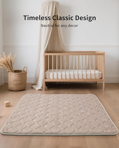 Fortella Play Mat for Baby, Soft Foam Floor Pads, 47"x47" Tummy Time Play mat for Infant and Toddler, Portable Foldable Puzzle Mat for Nursery, Outdoor Yard or Playpen (Forest Taupe)