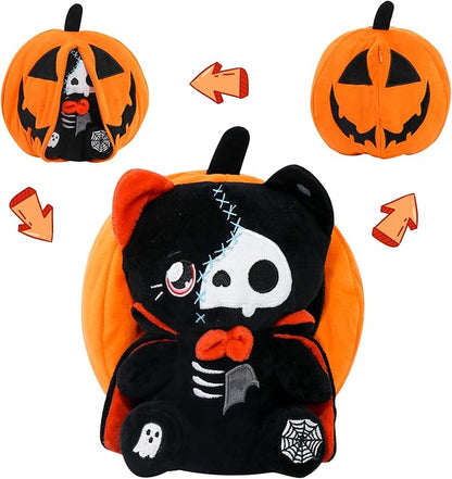 Halloween Pumpkin Plush Toy, Reversible Vampire Bear Stuffed Animals,Pumpkin Plushies for Kids and Party Decoration