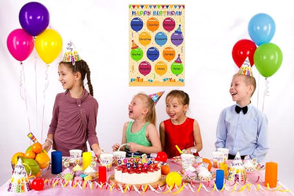 FLYAB Birthday Poster for Classroom - Balloons Chart for Back to School Laminated Kids Calendar for Bulletin Board Decorations Teacher Supplies