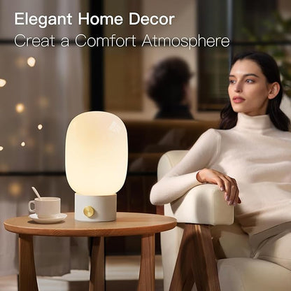 ONEWISH Bedside Table Lamp, Modern Small Desk Light with Warm LED Bulb, Fully Dimmable Nightstand Lamp for Home Decor, Birthday Gift