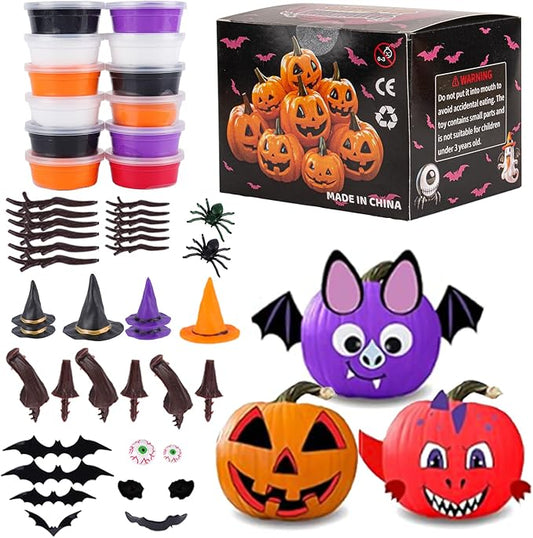 Halloween Air Dry Clay Kits for Kids-Modeling Clay DIY Kit,12 Pack Hallowmas Pumpkin Crafts Set，Trick or Treat Halloween Day Party Decoration Gift