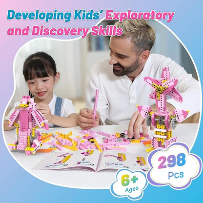 Robot G STEM Kits for 6-7 Year Old Girl, 8 in 1 Electric Building Toys for Kids 6-8 8-10, DIY Educational Construction Science Kit for Girls 6-12 Christmas Birthday Gift