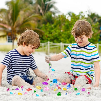 YUJUN 46 PCS Diving Gems Toys,Acrylic Big Diamond Pool Gems with Pirate Treasure Chest Summer Beach Underwater Swimming Toys for Kids Birthday Swimming Pool Party Favors Fish Tank Stuffer (3 Sizes)