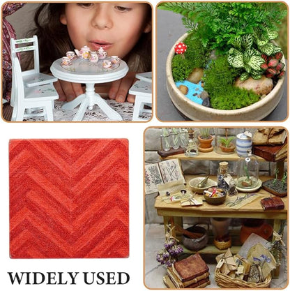 DOITOOL Miniature Dollhouse Flooring Mini Dollhouse Accessories, 27PCS Floor Sheet Wood Flooring Decorations, Doll House Furniture Accessories