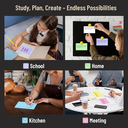 300 Count Colored Index Cards 3 x 5 Inch Ruled Index Cards, Flash Cards College Ruled for School, College, Office and Home Organization, Durable Study To Do List Note Cards with Ruled Lines