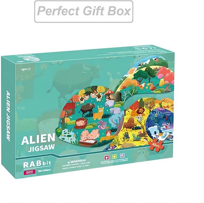 Floor Puzzles for Kids Ages 3-5, 4-6, Big Pieces Jumbo Puzzles Colorful Animal Shaped Puzzle Learning Educational Toys Games Gifts for Children(Rabbit-45 Pieces)