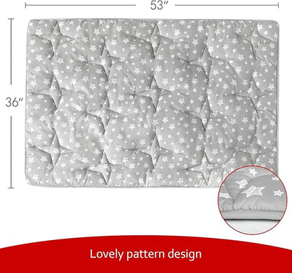 Rectangle Kids Play Mat for Kids Tent Indoor & Outdoor Toddler Tent, Non Slip Kids Play Tent Mat Large Kids Playhouse Tent Mat, Lovely Star Print Padded Washable Mat 53" L x 36" W