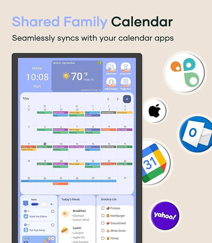 Cozyla Mate Digital Calendar+ 2: 32 Inch Wall Touch Screen Chore Chart Customize Dashboard Smart Electronic Calendar for Family Schedules Meal Planner Supports All Google Play Apps Wall Mount Black