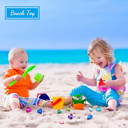 Hicarer 30 Pieces Diving Gem Pool Toys Colorful Big Diamond Pirate Treasure Diving Gems Acrylic Heart Gemstones Summer Beach Underwater Swimming Toys for Kids Swimming Party Favor Pool Training Gift