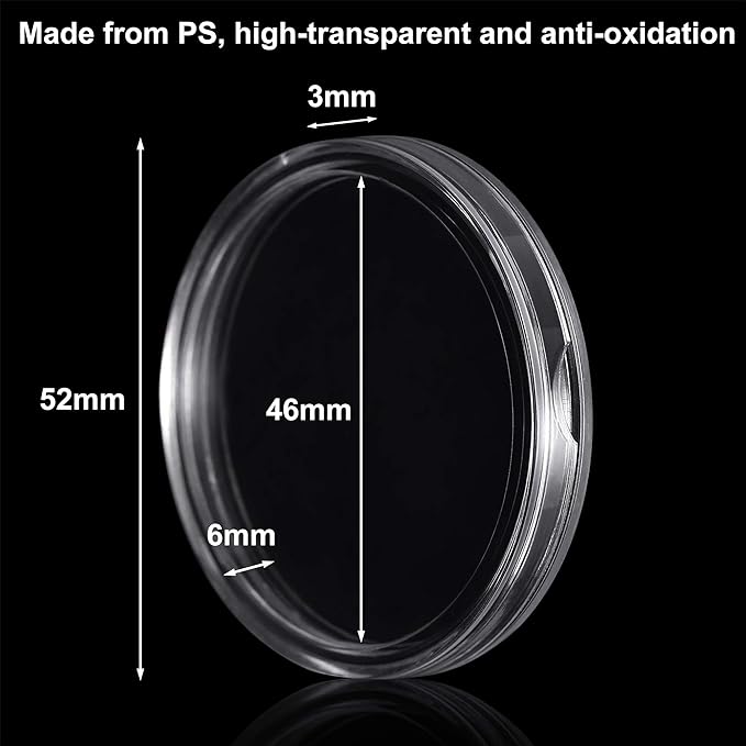 FRIMOONY 46mm Coin Capsules, with Foam Gasket and Plastic Storage Box, for Coin Collection