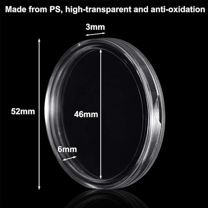 FRIMOONY 46mm Coin Capsules, with Foam Gasket and Plastic Storage Box, for Coin Collection