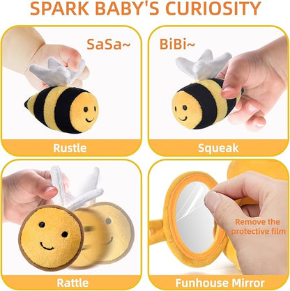 Baby Toys for 1 Year Old, Soft Beehive with 5 Stuffed Bees, Crinkle, Rattle, Mirror, Montessori Toys for One Year Old Birthday Gift, Babies Sensory Balls for 12-18 Month Baby