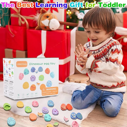 10 Pcs Wooden Puzzles for Toddlers 1-3 Year Old, 8 Pcs Colored Dinosaur and Egg Pairing Toys, Montessori Toys for Preschool Education for Toddlers