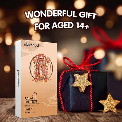 Piececool 3D Puzzles for Adults, Palace Lantern DIY 3D Metal Models Kit,Chinese Traditional Culture 3D Models Puzzle Fidget Toys Hobbies for Men, Great Christmas Birthday Gifts-257 Pcs