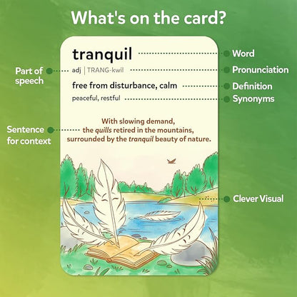 Skillmatics Vocabulary Flash Cards for Kids - Learn 100 Words with Wordplay, Visuals, & Soundplay, Christmas Stocking Stuffers, Educational Gifts for Ages 8, 9, 10 & Up, Screen-Free Language Game