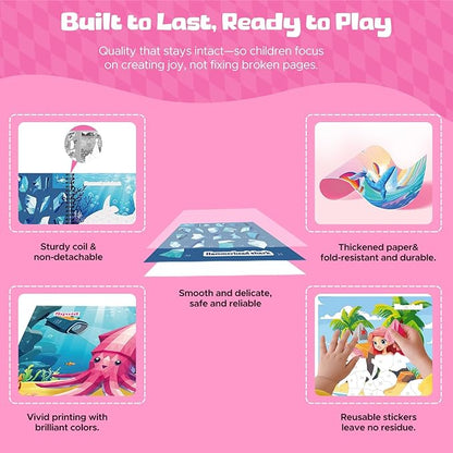 2PCS Paint by Number Sticker Book Travel Activities Essentials for Girls Kids Boys Ages 4-10 Road Trip & Airplane Toys & Long Car Rides, Birthday Present, Preschool Classroom Party Gifts
