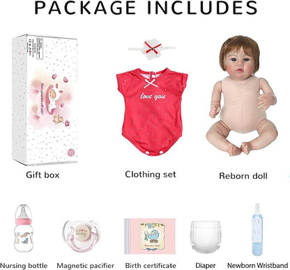 WOOROY Realistic Reborn Baby Dolls - 18 Inch Lifelike Newborn Baby Girl, Real Baby with Soft Weighted Body, Real Life Reborn Dolls Gift Set for Kids Age 3+