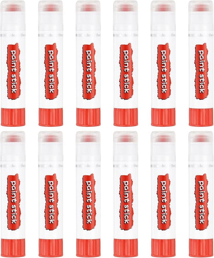 PATIKIL Tempera Paint Sticks, 12 Pcs Solid Tempera Paints Sticks Washable Bulk Markers Pen Quick Drying for Artists Beginners Art Supplies, Orange Red